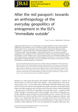 After the Red Passport: Towards an Anthropology of the Everyday Geopolitics of Entrapment in the EU’S ‘Immediate Outside’