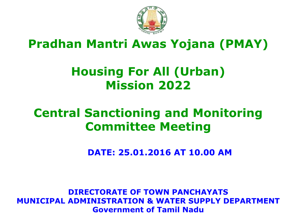Pradhan Mantri Awas Yojana (PMAY) Housing for All (Urban)