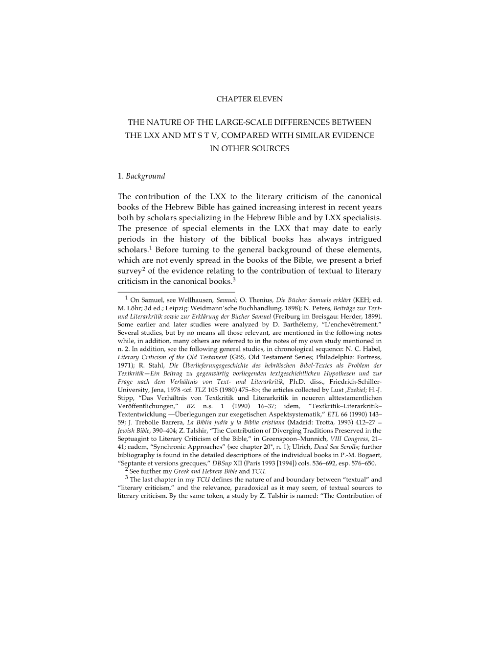 The Nature of the Large-Scale Differences Between the Lxx and Mt S T V, Compared with Similar Evidence in Other Sources