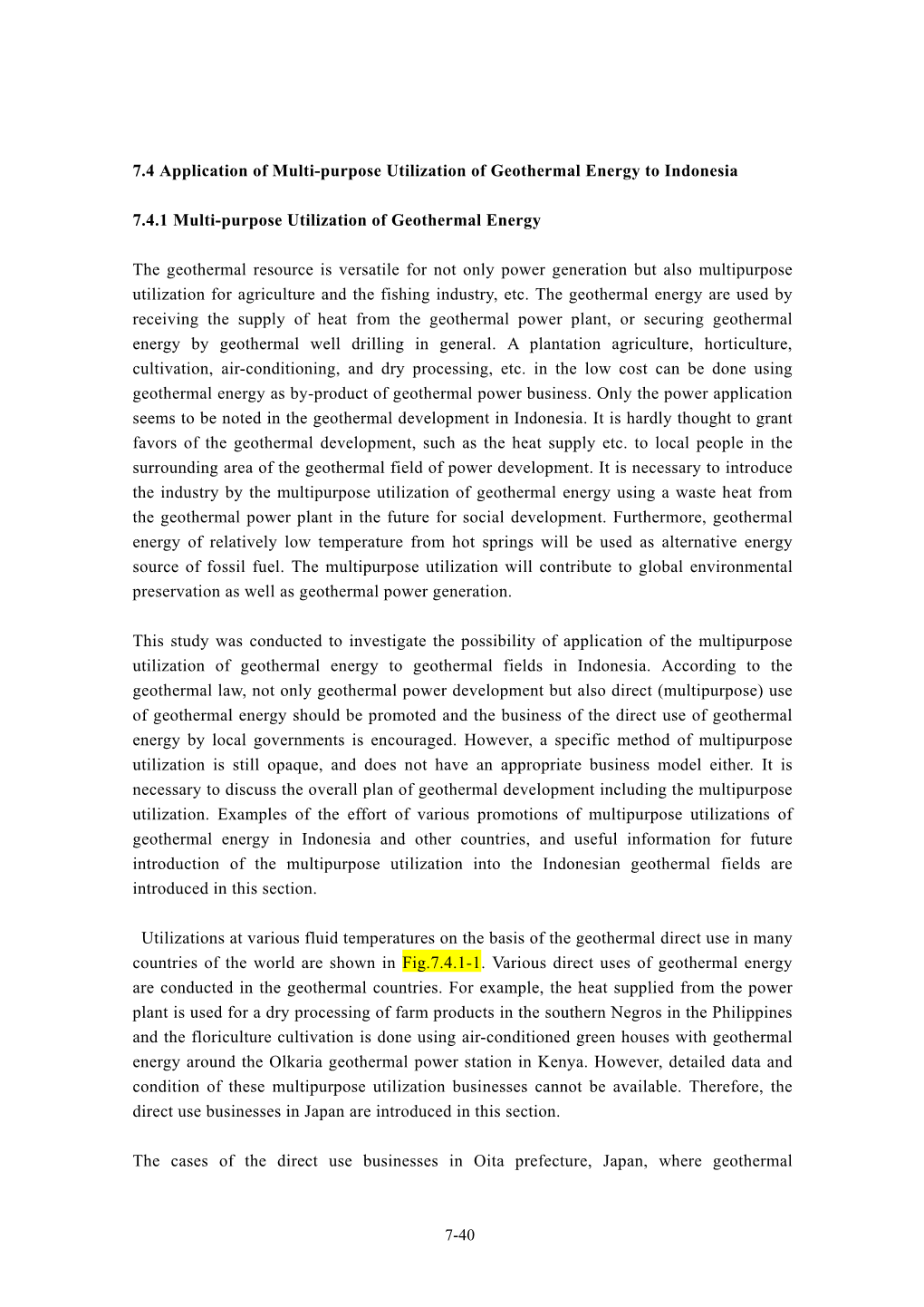 7.4 Application of Multi-Purpose Utilization of Geothermal Energy to Indonesia