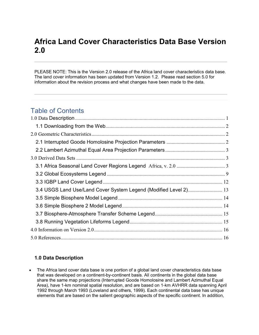 Africa Land Cover Characteristics Data Base Version 2.0