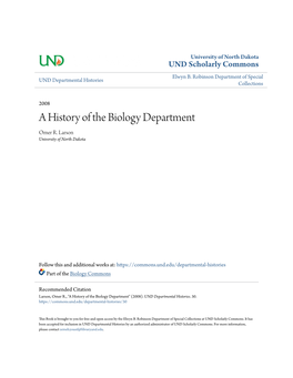 A History of the Biology Department Omer R