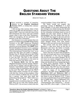 Questions About the English Standard Version