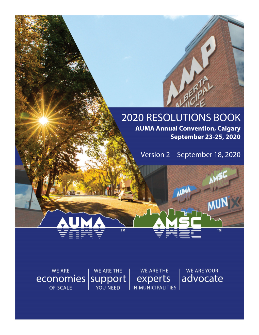 2020 RESOLUTIONS BOOK AUMA Annual Convention, Calgary September 23-25, 2020