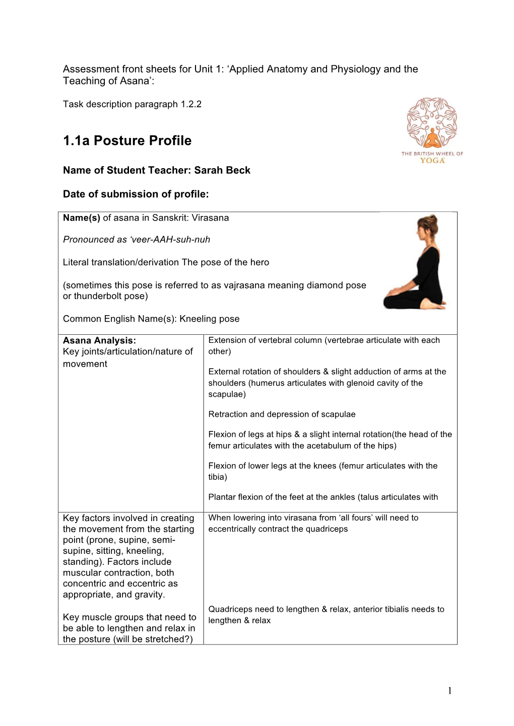 Virasana Posture Profile