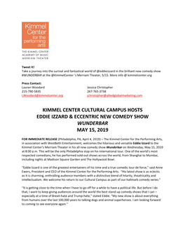 Kimmel Center Cultural Campus Hosts Eddie Izzard & Eccentric New Comedy Show Wunderbar May 15, 2019