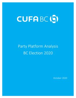 Party Platform Analysis BC Election 2020