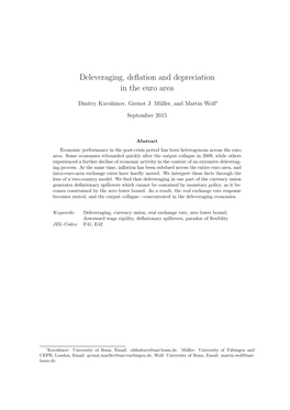 Deleveraging, Deflation and Depreciation in the Euro Area