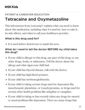 Tetracaine and Oxymetazoline