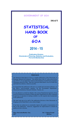 Statistical Hand Book Goa 2014