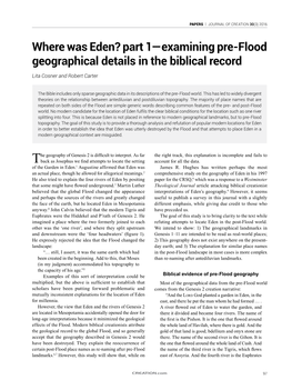 Where Was Eden? Part 1—Examining Pre-Flood Geographical Details in the Biblical Record