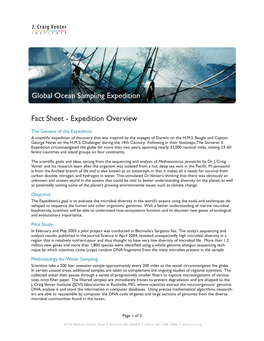 Fact Sheet - Expedition Overview