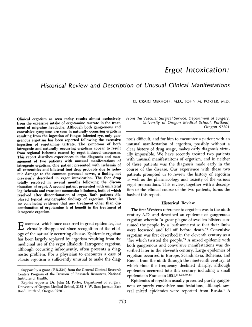 Ergot Intoxication