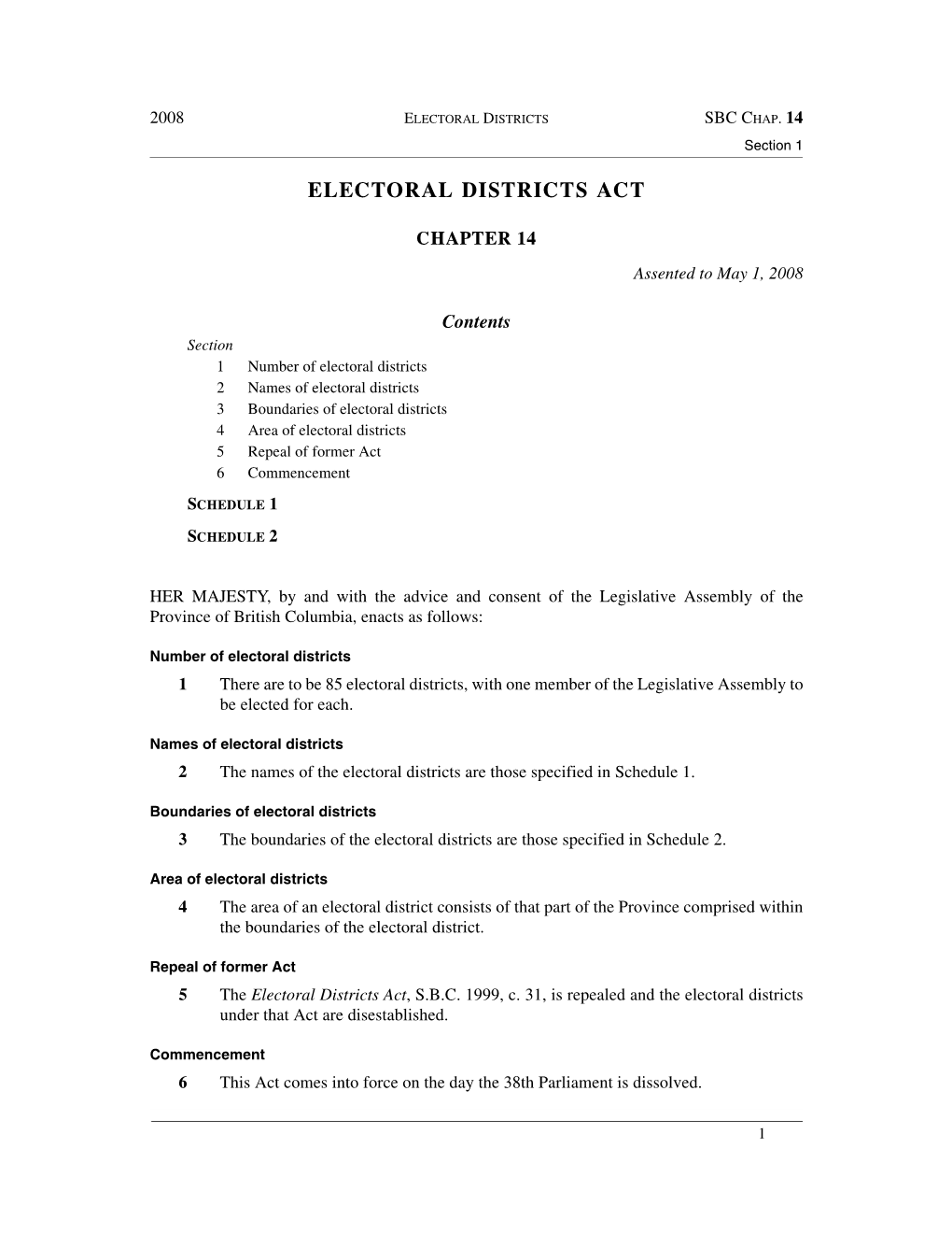 C. 14 – Electoral Districts