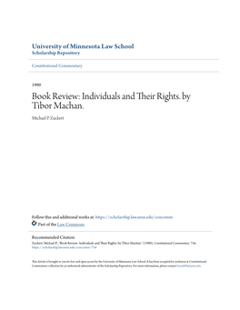 Individuals and Their Rights. by Tibor Machan. Michael P