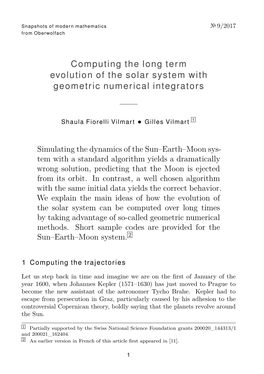 Computing the Long Term Evolution of the Solar System with Geometric Numerical Integrators