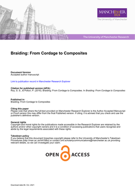 Braiding from Cordage to Composites CI TRC Roy
