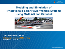 Photovoltaic Solar Power Vehicle Systems Using MATLAB and Simulink