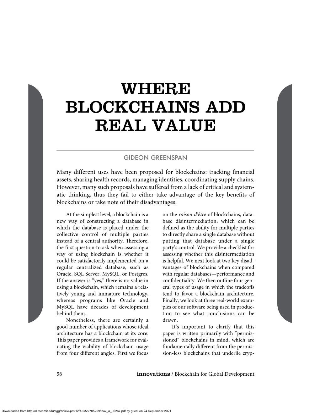 Where Blockchains Add Real Value