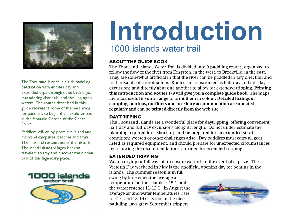 Introduction 1000 Islands Water Trail