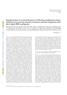 Interpretation of Natural Disasters in Abrutian Traditional Culture