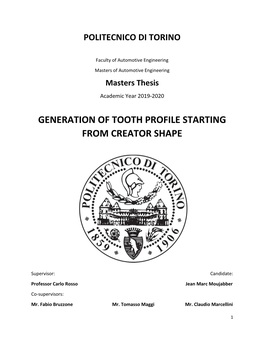 Generation of Tooth Profile Starting from Creator Shape