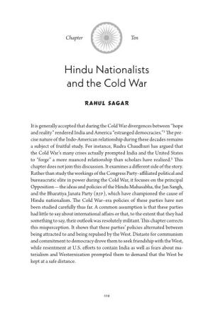 Rahul Sagar, Hindu Nationalists and the Cold