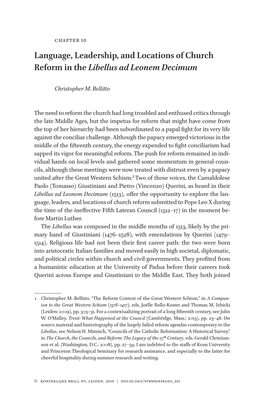 Language, Leadership, and Locations of Church Reform in the Libellus Ad Leonem Decimum