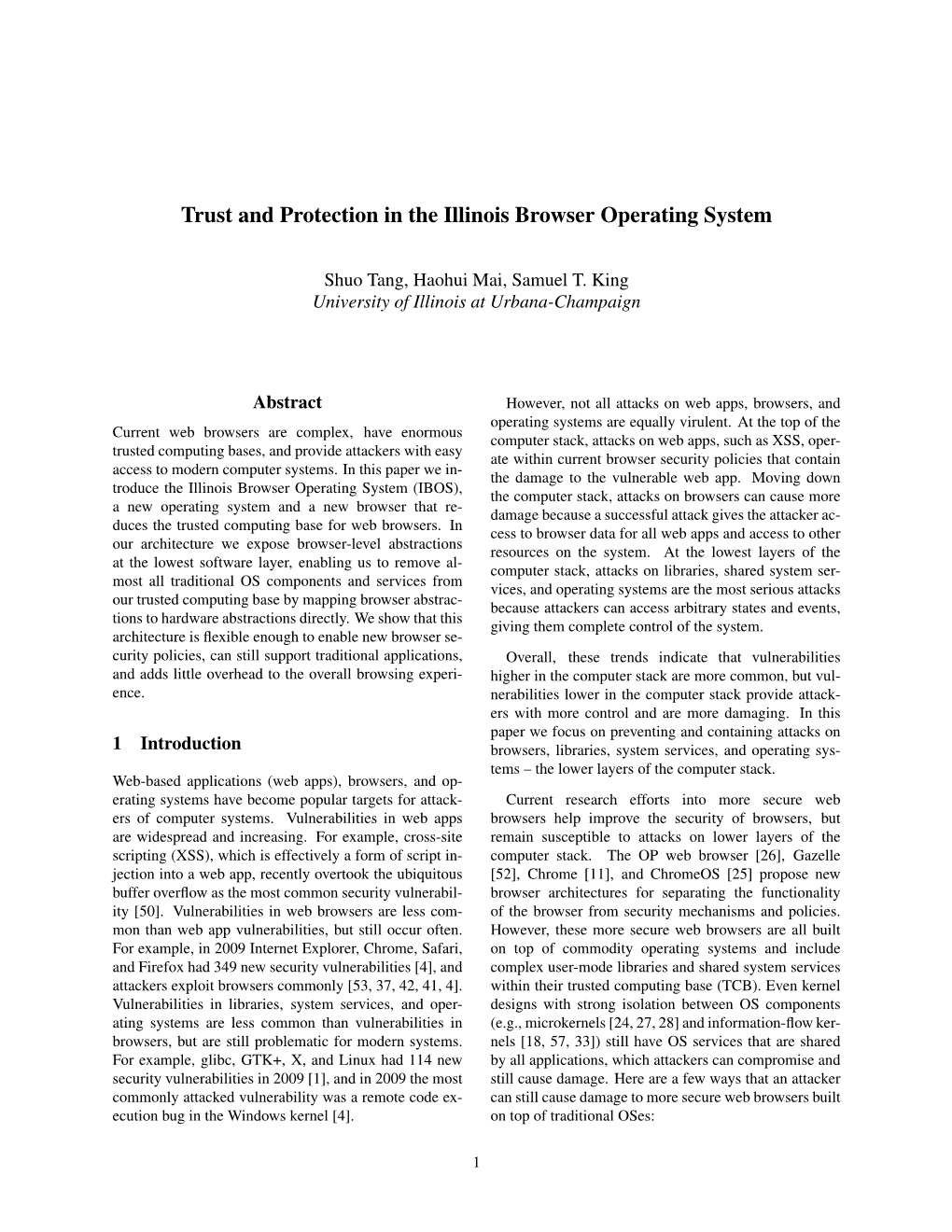 Trust and Protection in the Illinois Browser Operating System