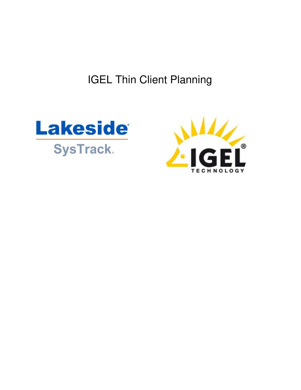 IGEL Thin Client Planning