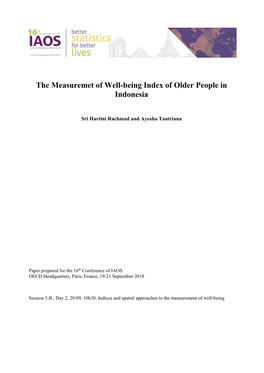 Construction of Well-Being Index of Older People in Indonesia