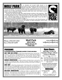 WOLF PARK Education of the Public