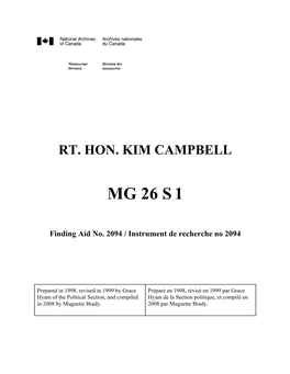 K:\CASC\Public Services\FA Finalized\Political and Social Heritage Division\2000\FA2094\Current-Kim Campbel-15-04-09.Wpd