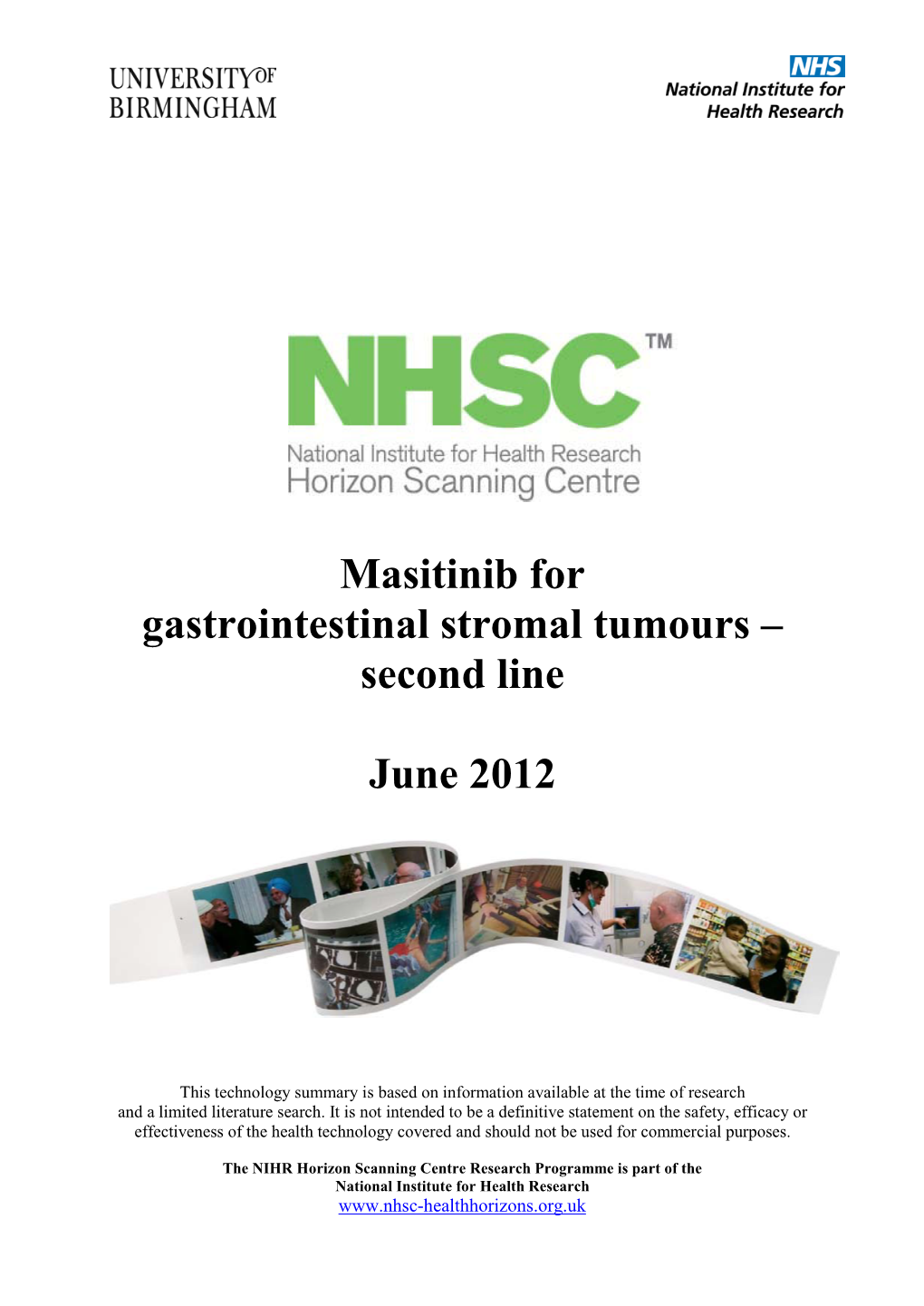 Masitinib for Gastrointestinal Stromal Tumours – Second Line June 2012