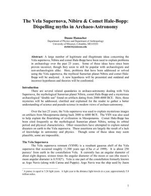 The Vela Supernova, Nibiru & Comet Hale-Bopp: Dispelling Myths in Archaeo-Astronomy