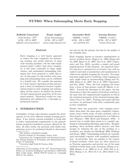 NYTRO: When Subsampling Meets Early Stopping