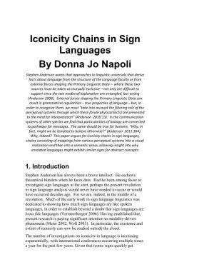 Iconicity Chains in Sign Languages by Donna Jo Napoli