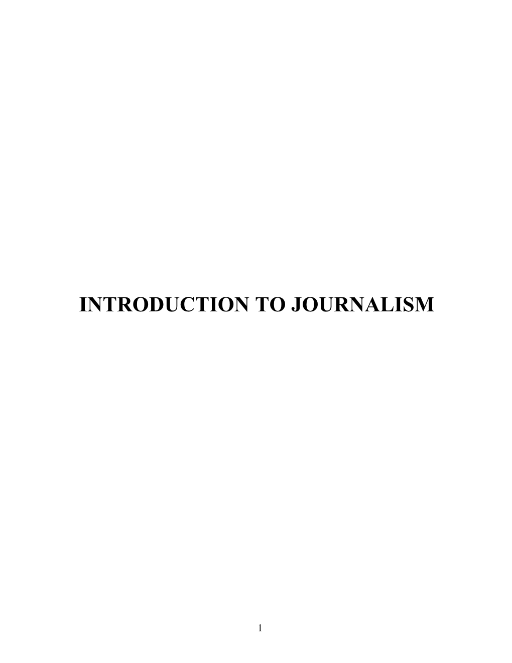 Introduction to Journalism