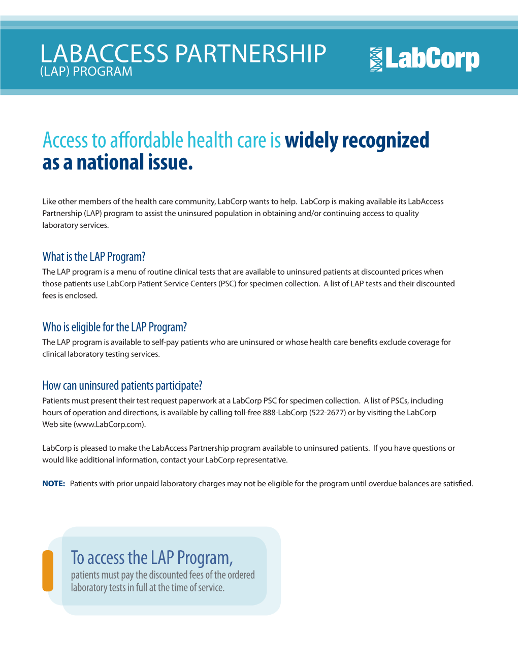 Labaccess Partnership (Lap) Program