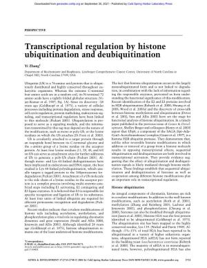 Transcriptional Regulation by Histone Ubiquitination and Deubiquitination