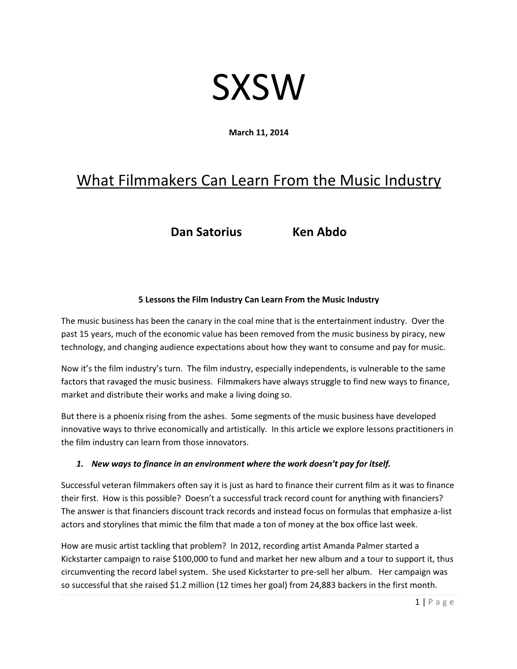 What Filmmakers Can Learn from the Music Industry