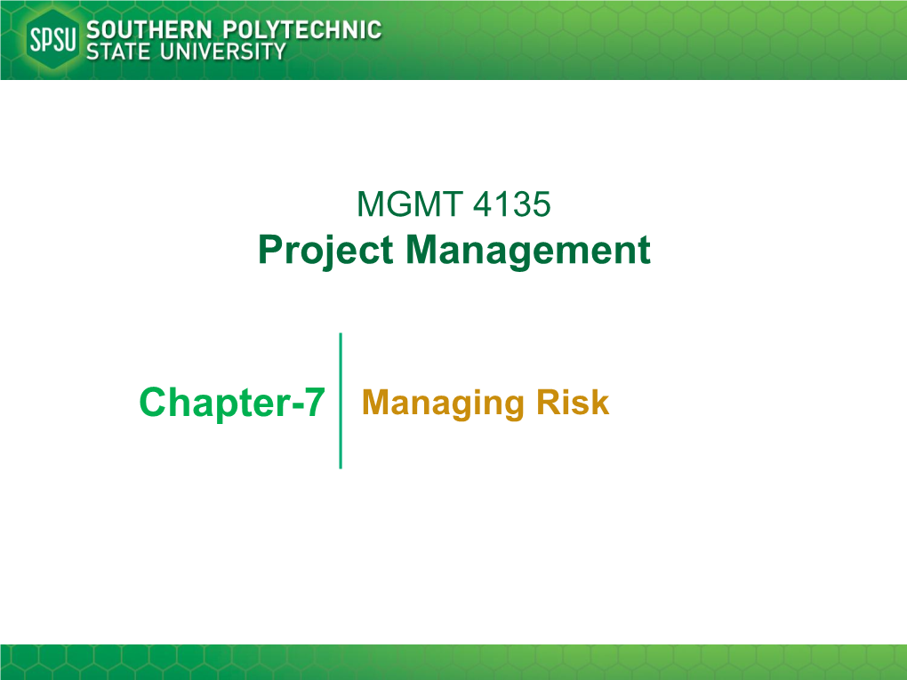 Chapter-7 Managing Risk