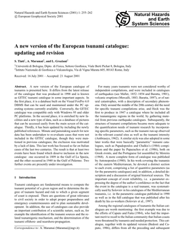 A New Version of the European Tsunami Catalogue: Updating and Revision