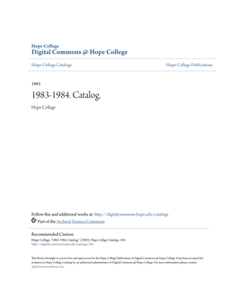 1983-1984. Catalog. Hope College