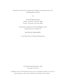 Simulation and Growth of Cadmium Zinc Telluride from Small Seeds by the Travelling Heater Method