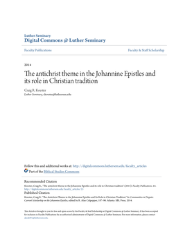 The Antichrist Theme in the Johannine Epistles and Its Role in Christian