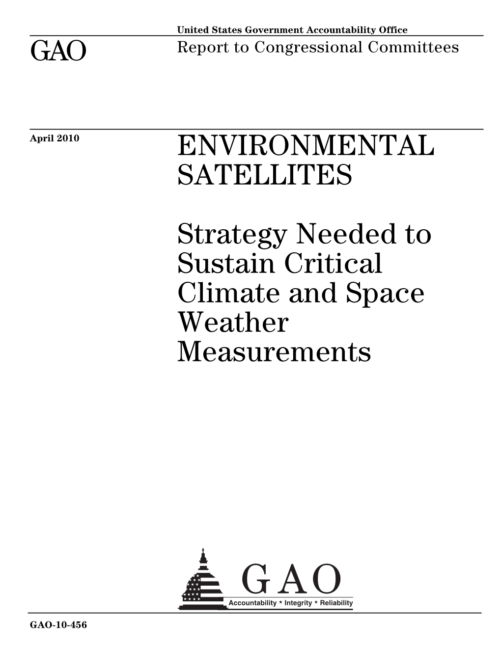 GAO-10-456 Environmental Satellites: Strategy Needed To