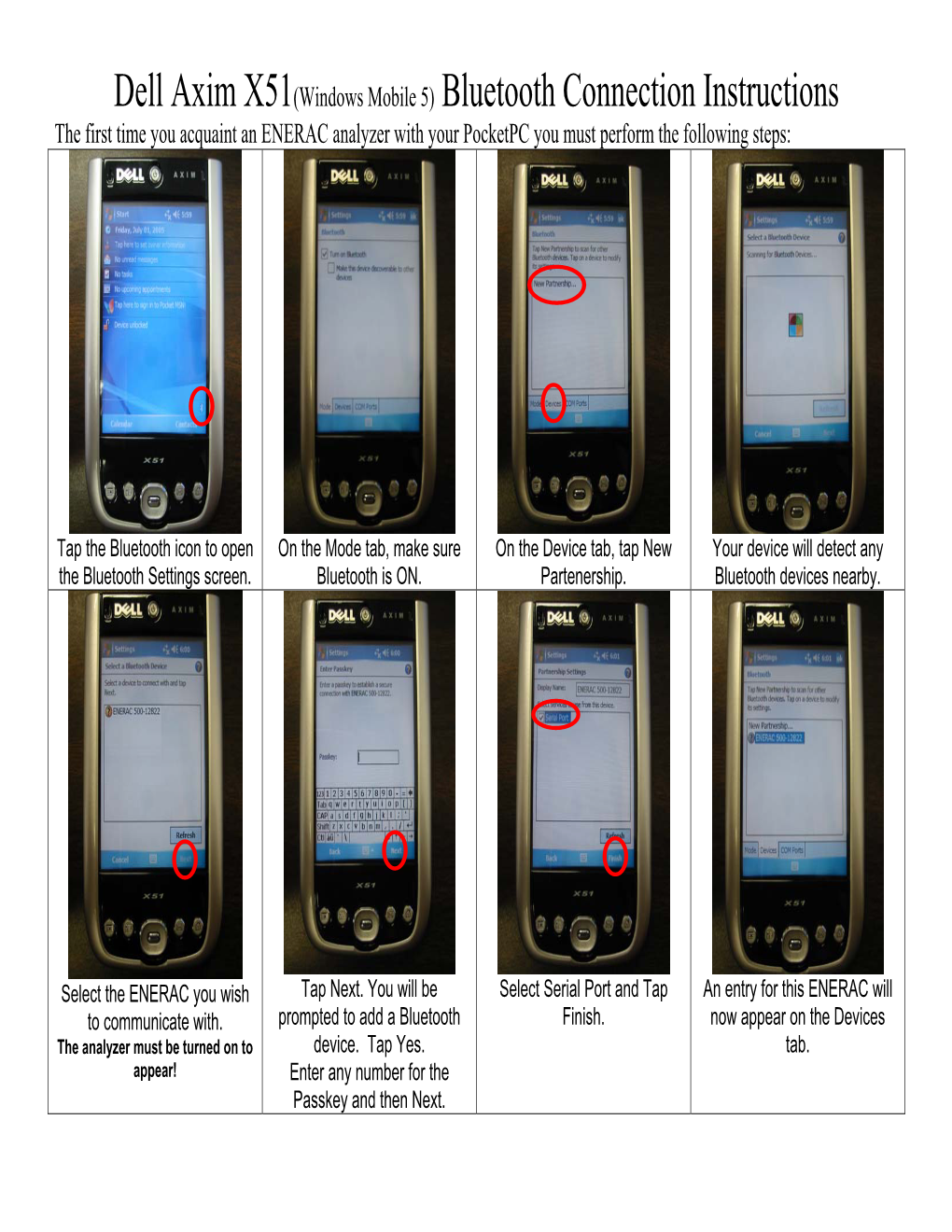 Dell Axim X51(Windows Mobile 5) Bluetooth Connection Instructions