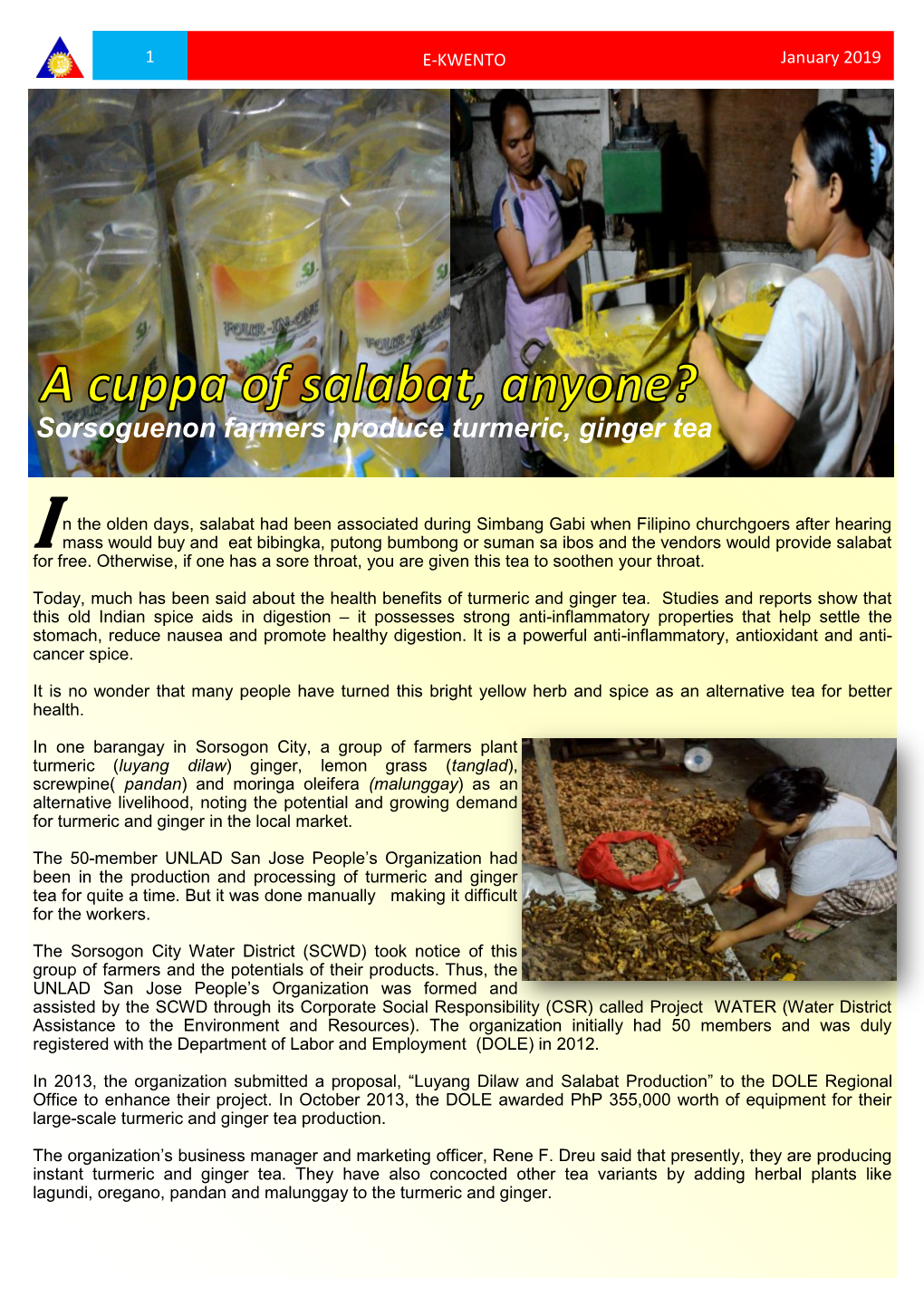 Sorsoguenon Farmers Produce Turmeric, Ginger Tea