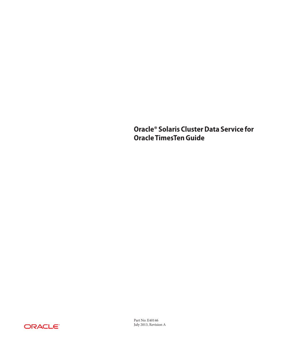 Oracle Solaris Cluster Data Service for Oracle Timesten Guide